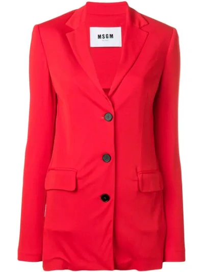 Msgm Long Loose Fit Blazer In Red