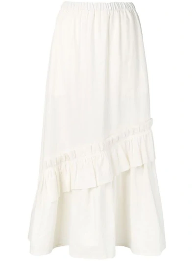 Neul High Waisted Ruched Skirt In White