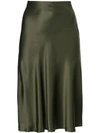 Nili Lotan Lane Silk Skirt In Army Green