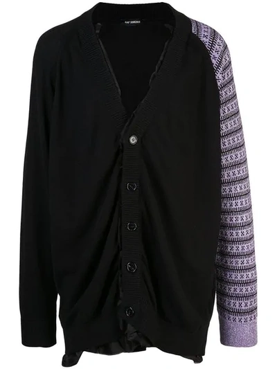 Raf Simons Contrast Sleeve Knitted Cardigan - 黑色 In Black
