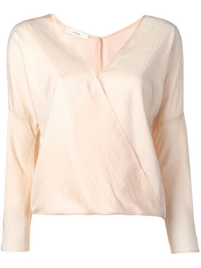 Vince Crossover Blouse In Pink