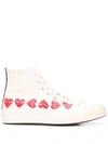 Comme Des Garçons Play Off-white Converse Edition Multiple Hearts Chuck 70 High Sneakers In Off White