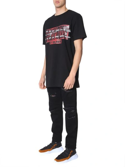 Balmain Oversize Fit T-shirt In Black