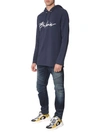 Balmain Logo Print Cotton Sweatshirt Hoodie In Blue