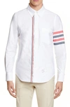 THOM BROWNE ZIP FRONT BUTTON DOWN SHIRT,MWL275A-03143