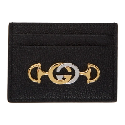 Gucci Zumi Embellished Textured-leather Cardholder In Black