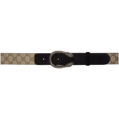 Gucci Beige Gg Supreme Dionysus Belt In Beige Ebony