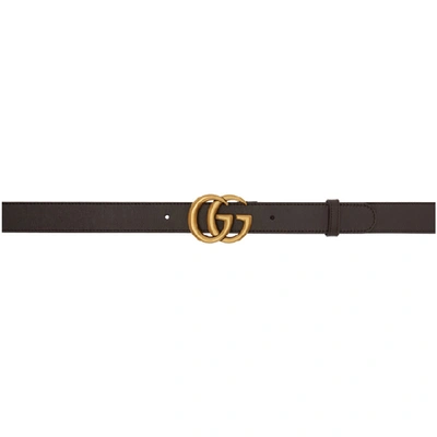 Gucci Gg Dark Brown Grained Leather Belt