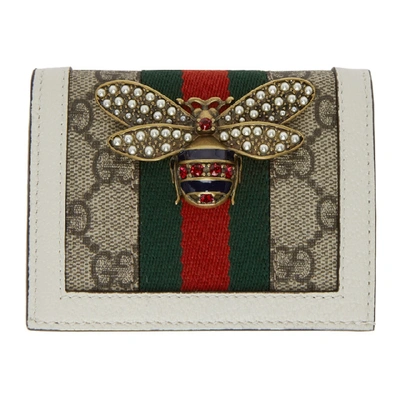 Gucci Queen Margaret Gg Card Case Wallet In Beige