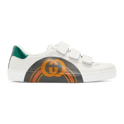 Gucci New Ace Gg-print Leather Trainers In White