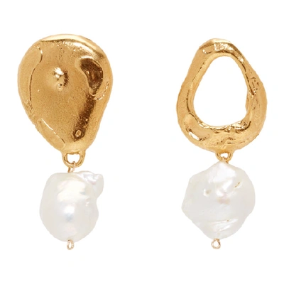 Alighieri The Infernal Storm Freshwater Pearl Drop Earrings In Gold