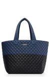 Mz Wallace Medium Metro Tote In Prussian/ Black