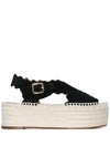 CHLOÉ CHLOÉ BLACK LAUREN 50 ESPADRILLE FLATFORMS - 黑色