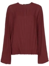 VALENTINO BATWING SLEEVE PLEATED BLOUSE