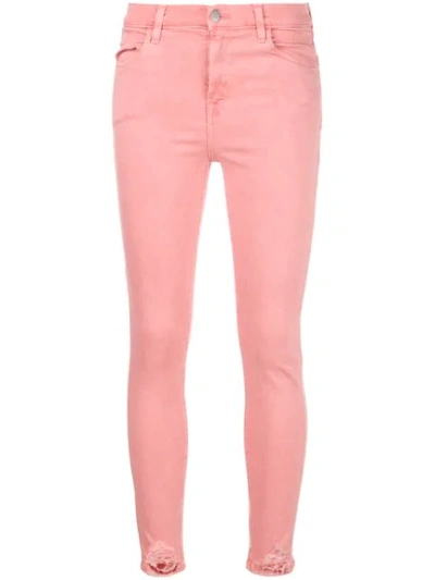 J Brand Distressed Skinny Jeans In Pink