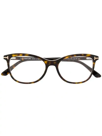 Tom Ford Havana Oval-frame Glasses In Brown