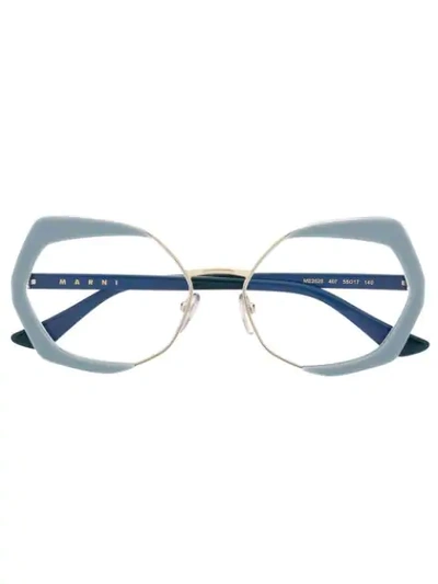 Marni Eyewear 几何镜框眼镜 - 蓝色 In Blue