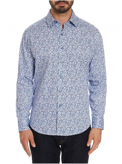 Robert Graham Celadon Abstract Printed Classic Fit Shirt In Blue