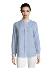dressing gownRT GRAHAM WOMEN'S SHELBY YARNDYE LINEN SHIRT IN WITH MOTHER OF PEARL BUTTONS SIZE: XL BY ROBERT GRAHAM