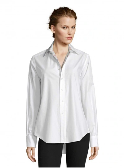 Robert Graham Women's Carrie Solid Poplin Shirt In White With Mother Of Pearl Buttons Size: S By