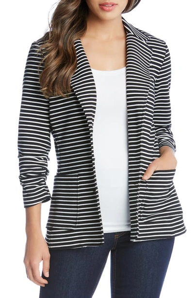 Karen Kane Striped Shirred-sleeve Jacket