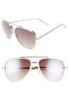 Quay X Jlo All In 56mm Aviator Sunglasses - Clear/ Brown Flash In Clear/ Brown Flash
