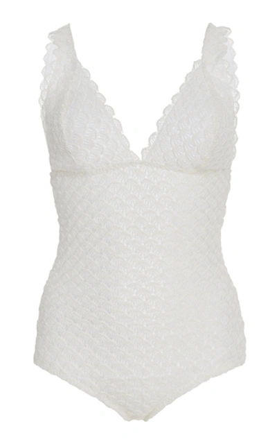 Missoni Scalloped One-piece Swimsuit In White