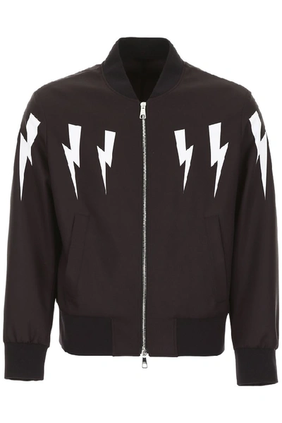 Neil Barrett Thunderbolt Bomber Jacket In Black,white