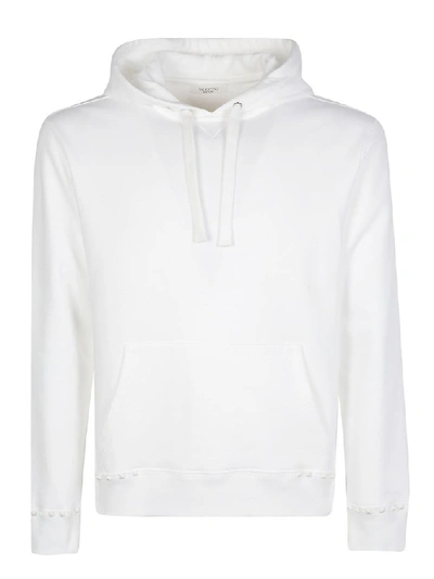 Valentino Men's Rockstud-trim Jersey Pullover Hoodie In White