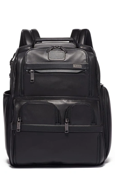 Tumi Alpha 3 Leather Compact Laptop Brief Backpack In Black
