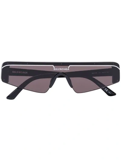 Balenciaga Eyewear 细方框滑雪风太阳眼镜 - 黑色 In Schwarz