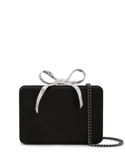 Oscar De La Renta Tro Crystal Bow Silk Clutch In Black