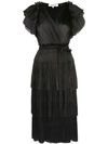 Diane Von Furstenberg Sasha Pleated Ruffle Short-sleeve Wrap Dress In Black