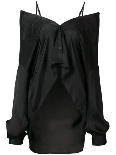 Andrea Ya'aqov Satin Off-the-shoulder Blouse - 黑色 In Black