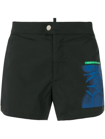 Dsquared2 Printed Patch Swimshorts - 黑色 In Black