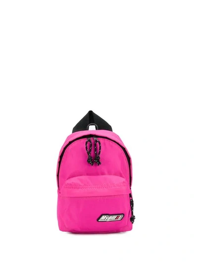 Msgm Logo Patch Adjustable Backpack In Pink