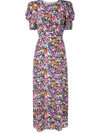 Saloni Bianca Floral-print Silk Crepe De Chine Midi Dress In Pink