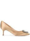 MANOLO BLAHNIK EMBELLISHED KITTEN HEEL PUMPS