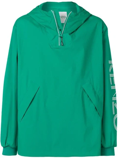 Kenzo Logo Print Windbreaker In Green