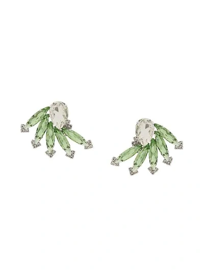 Alessandra Rich Crystal Palm Earrings In Green