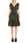 Dolce & Gabbana Flutter-sleeve Fil Coupe Dot Chiffon Dress In Jacquard