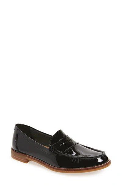 Sperry Women's Seaport Penny Memory Foam Loafers Women's Shoes In Black Patent Leather