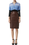 Burberry Long-sleeve Lambskin Detail Wool Polo Shirt In Blue