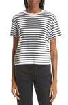 Atm Anthony Thomas Melillo Striped Crewneck Short-sleeve Jersey Boy Tee In Black/ White Stripe