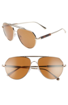 Tom Ford Andes 61mm Aviator Sunglasses In Rose Gold/ Havana/ Brown