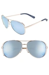 Michael Kors Collection 59mm Polarized Aviator Sunglasses - Gold/ Blue Mirror In Gold/ Blue Mirror