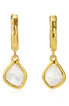Monica Vinader Siren Mini Nugget Hoop Moonstone Earrings In Gold/ Moonstone