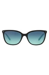 Tiffany & Co 55mm Mirrored Square Sunglasses In Black/ Blue Gradient