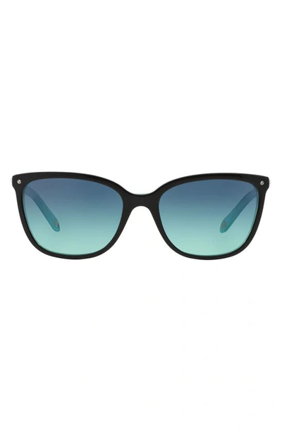 Tiffany & Co 55mm Mirrored Square Sunglasses In Black/ Blue Gradient