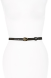 GUCCI DOUBLE-G SKINNY PATENT LEATHER BELT,5241170P5AT